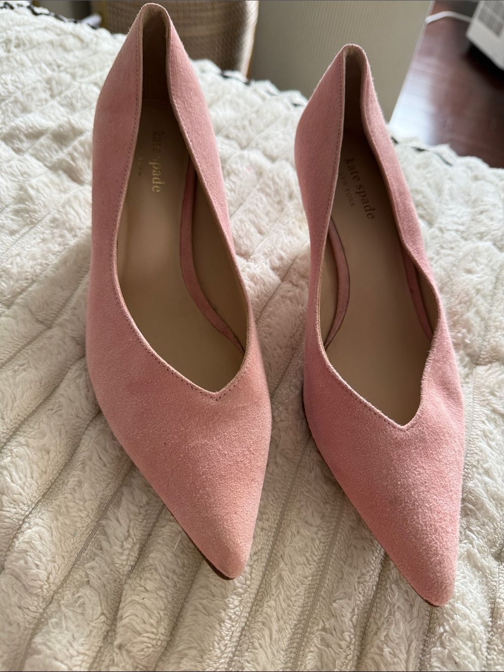 kate spade Pink Suede Pointed-Toe Heels